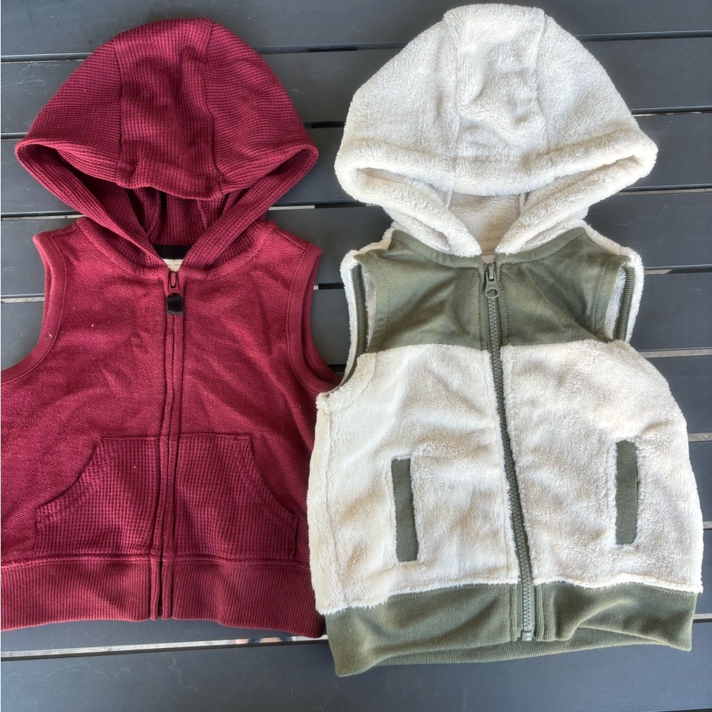Carter's Red and Green Kids' Hooded Vests